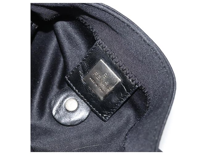 FENDI Mamma Baguette Shoulder Bag Cotton Jersey Black Silver - vista 10