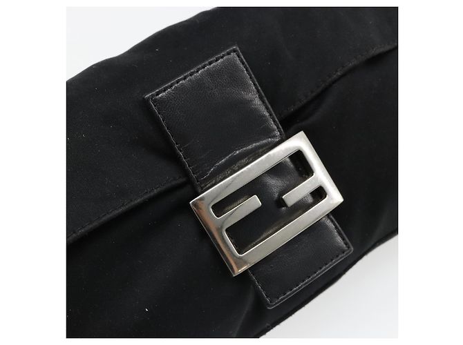 FENDI Mamma Baguette Shoulder Bag Cotton Jersey Black Silver - vista 19