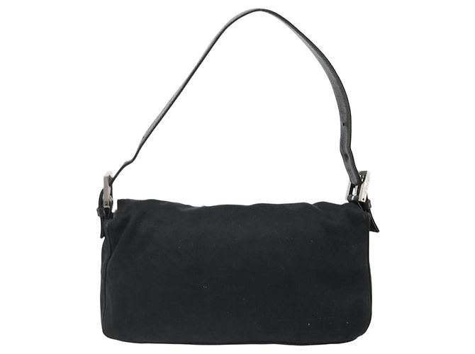FENDI Mamma Baguette Shoulder Bag Cotton Jersey Black Silver - vista 2