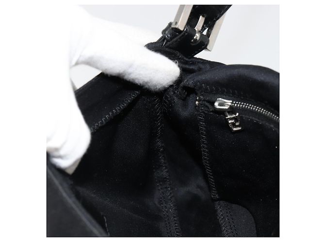 FENDI Mamma Baguette Shoulder Bag Cotton Jersey Black Silver - vista 22