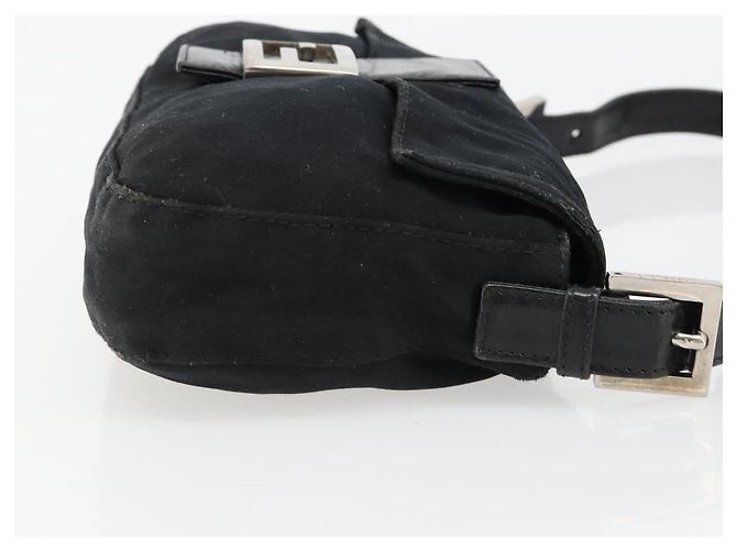 FENDI Mamma Baguette Shoulder Bag Cotton Jersey Black Silver - vista 3