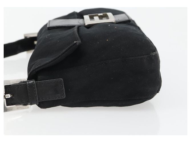 FENDI Mamma Baguette Shoulder Bag Cotton Jersey Black Silver - vista 4