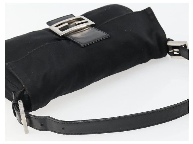 FENDI Mamma Baguette Shoulder Bag Cotton Jersey Black Silver - vista 6
