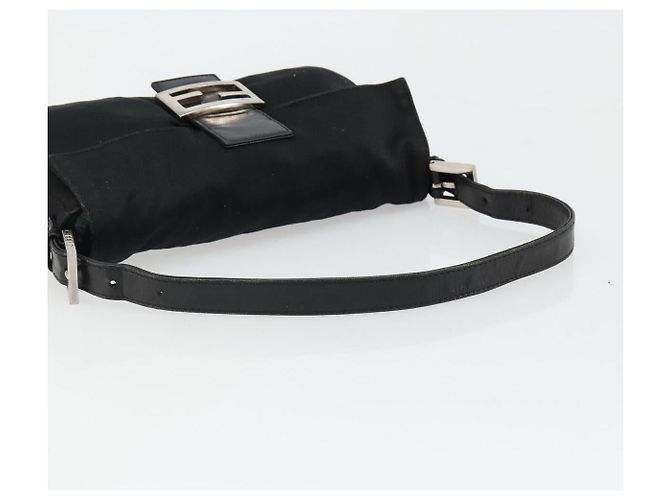 FENDI Mamma Baguette Shoulder Bag Cotton Jersey Black Silver - vista 7