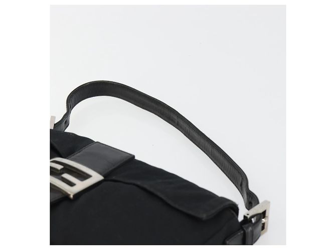 FENDI Mamma Baguette Shoulder Bag Cotton Jersey Black Silver - vista 8