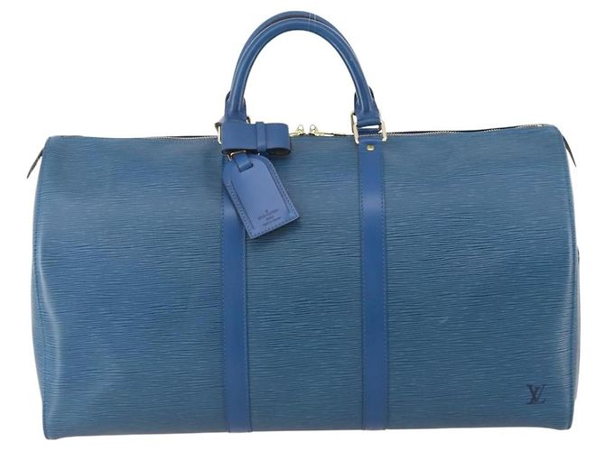 LOUIS VUITTON Epi Keepall 50 Boston Bag Blue M42965 LV - vista 13