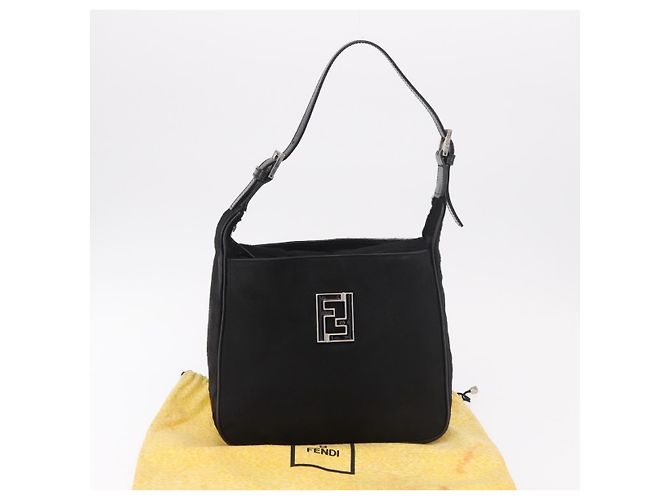 FENDI Shoulder Bag Harako leather Black Silver - vista 12