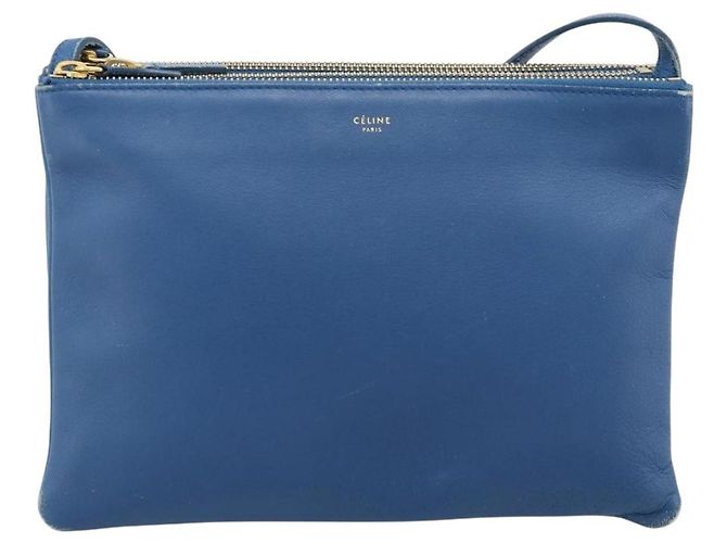 Céline CELINE Trio Shoulder Bag Leather Blue Gold - vista 2