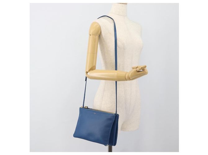 Céline CELINE Trio Shoulder Bag Leather Blue Gold - vista 22