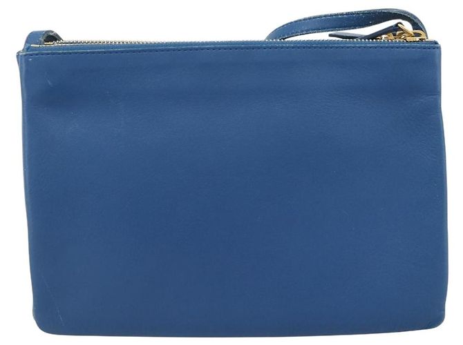 Céline CELINE Trio Shoulder Bag Leather Blue Gold - vista 3