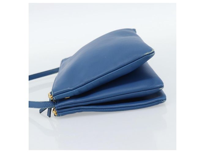 Céline CELINE Trio Shoulder Bag Leather Blue Gold - vista 4