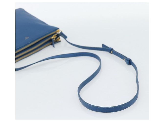 Céline CELINE Trio Shoulder Bag Leather Blue Gold - vista 7
