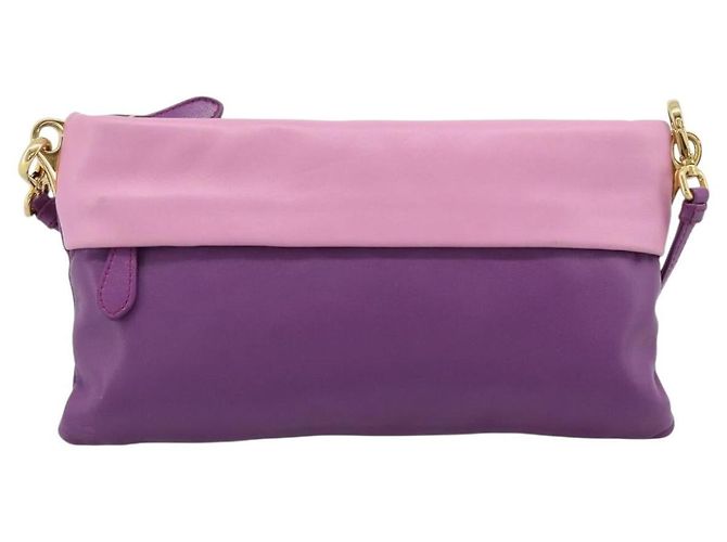 PRADA Shoulder Bag Leather Purple Gold - vista 13