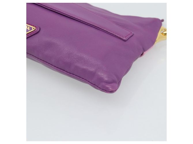 PRADA Shoulder Bag Leather Purple Gold - vista 16