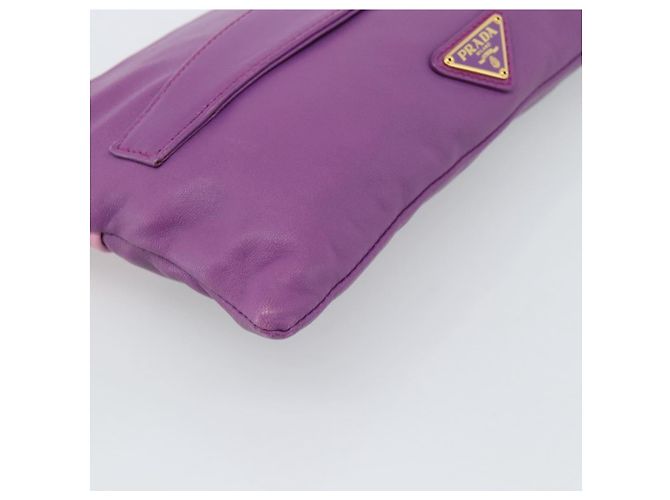 PRADA Shoulder Bag Leather Purple Gold - vista 17
