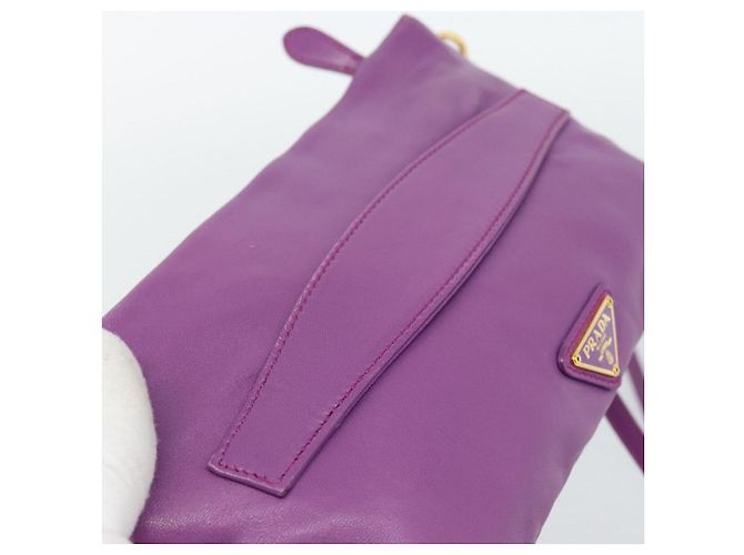 PRADA Shoulder Bag Leather Purple Gold - vista 19