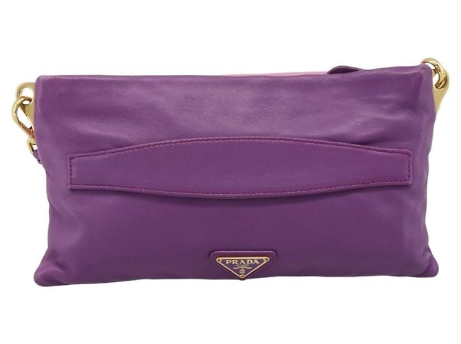 PRADA Shoulder Bag Leather Purple Gold - vista 2