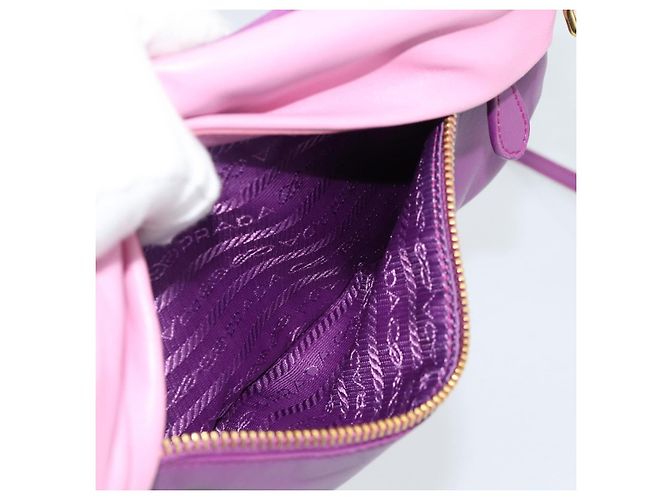 PRADA Shoulder Bag Leather Purple Gold - vista 26
