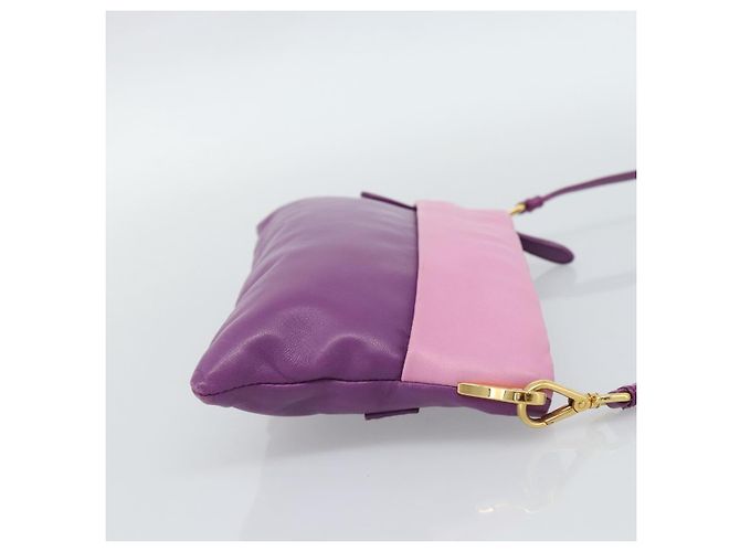 PRADA Shoulder Bag Leather Purple Gold - vista 4