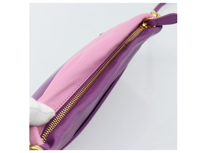 PRADA Shoulder Bag Leather Purple Gold - vista 6