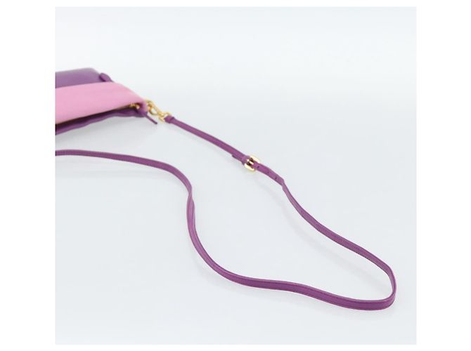 PRADA Shoulder Bag Leather Purple Gold - vista 7