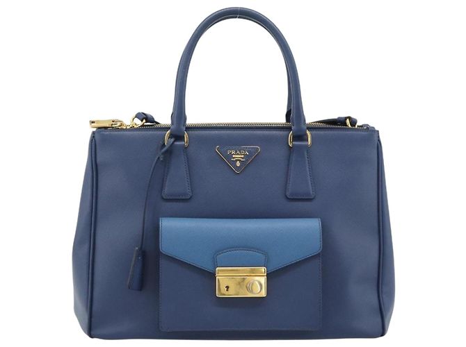PRADA Hand Bag Saffiano leather 2way Blue Gold - vista 13