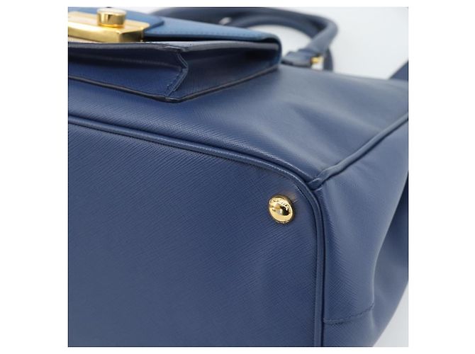 PRADA Hand Bag Saffiano leather 2way Blue Gold - vista 9