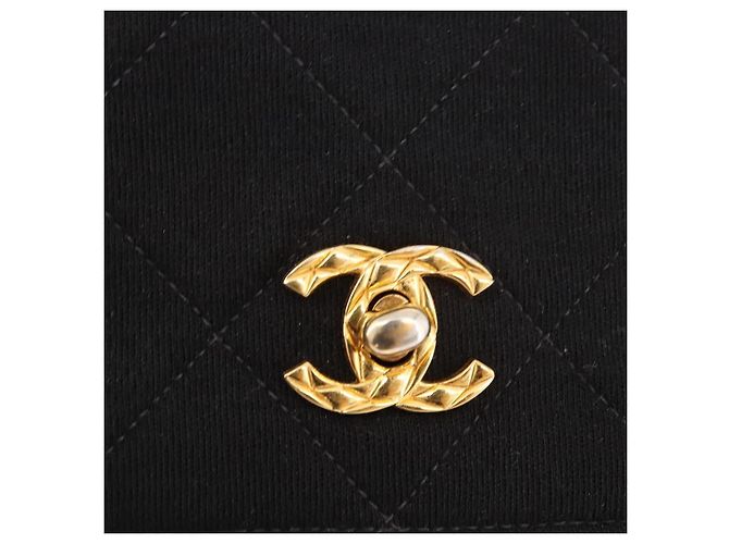 CHANEL Matelasse Shoulder Bag Cotton Black Gold CC - vista 18