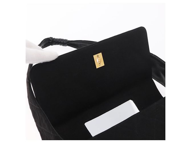 CHANEL Matelasse Shoulder Bag Cotton Black Gold CC - vista 20