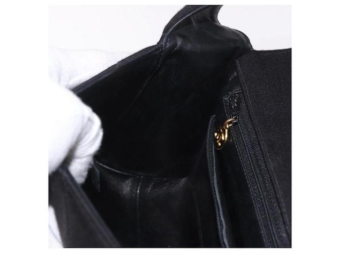 CHANEL Matelasse Shoulder Bag Cotton Black Gold CC - vista 24