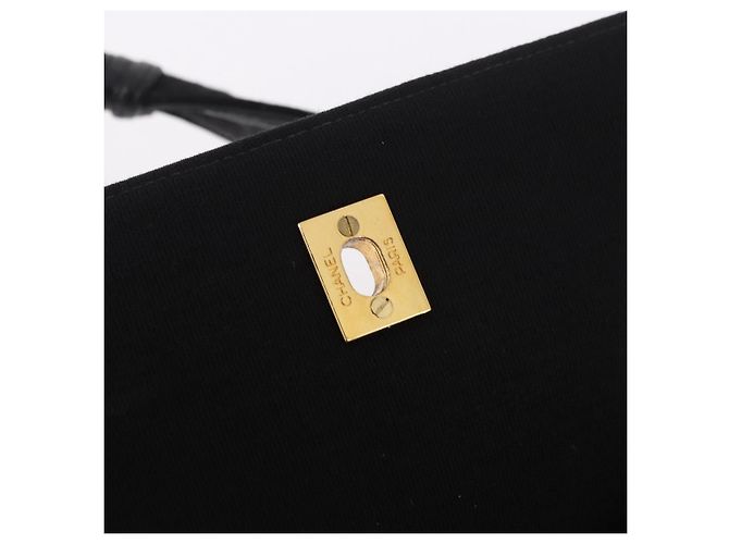 CHANEL Matelasse Shoulder Bag Cotton Black Gold CC - vista 9