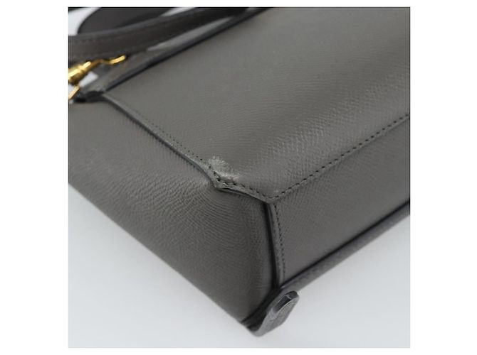 Céline CELINE Pico Belt Hand Bag Leather 2way Gray Gold - vista 10