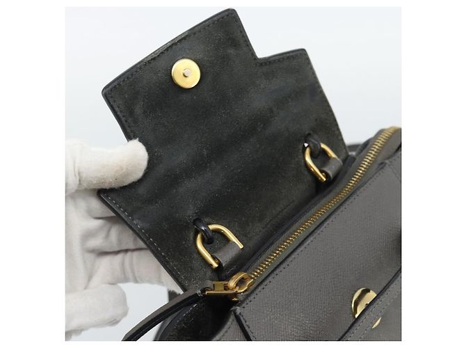Céline CELINE Pico Belt Hand Bag Leather 2way Gray Gold - vista 11