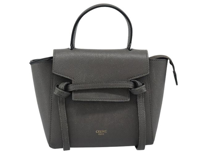 Céline CELINE Pico Belt Hand Bag Leather 2way Gray Gold - vista 13