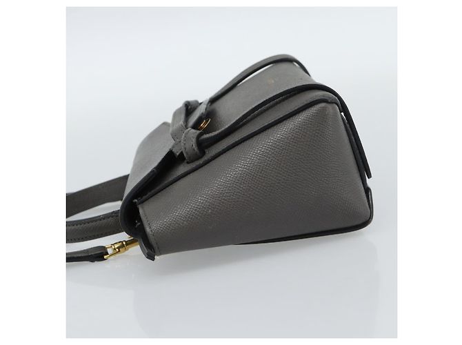 Céline CELINE Pico Belt Hand Bag Leather 2way Gray Gold - vista 3