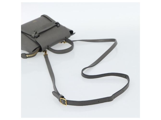 Céline CELINE Pico Belt Hand Bag Leather 2way Gray Gold - vista 8