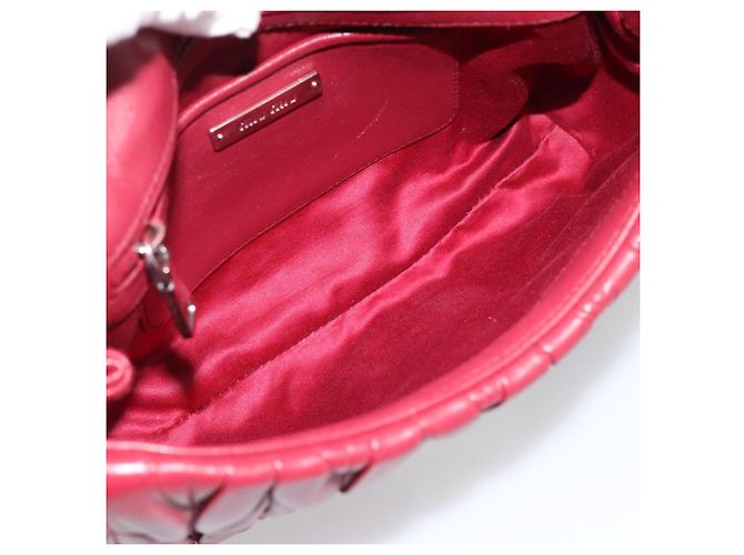 Miu Miu Matelasse Chain Shoulder Bag Leather Red Silver - vista 10