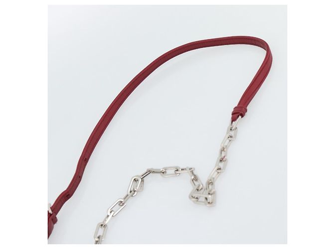 Miu Miu Matelasse Chain Shoulder Bag Leather Red Silver - vista 14