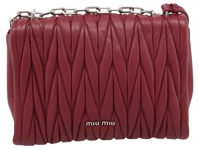 Miu Miu Matelasse Chain Shoulder Bag Leather Red Silver - vista 2