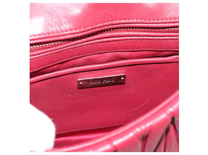Miu Miu Matelasse Chain Shoulder Bag Leather Red Silver - vista 21