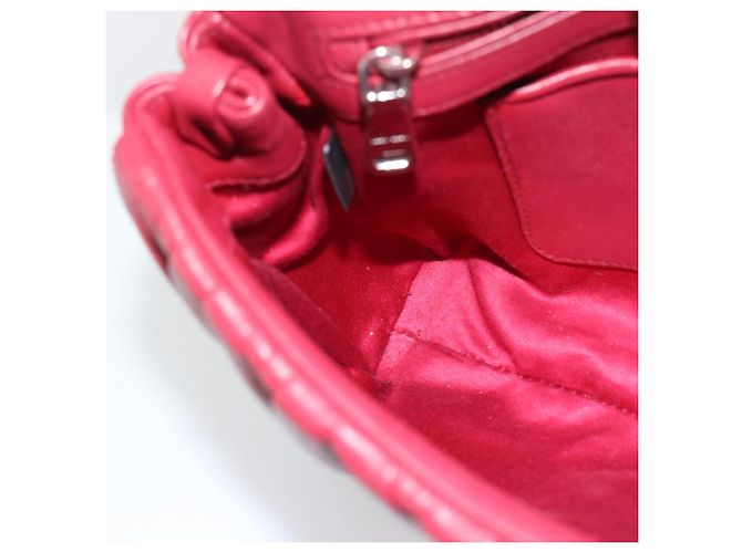 Miu Miu Matelasse Chain Shoulder Bag Leather Red Silver - vista 23