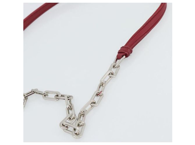 Miu Miu Matelasse Chain Shoulder Bag Leather Red Silver - vista 8