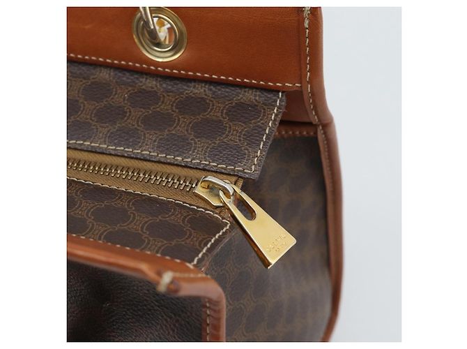 Céline CELINE Macadam Canvas Hand Bag PVC Leather Brown Gold - vista 10