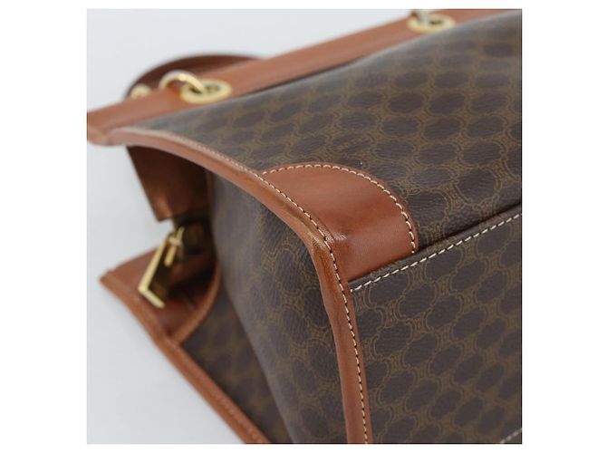 Céline CELINE Macadam Canvas Hand Bag PVC Leather Brown Gold - vista 14