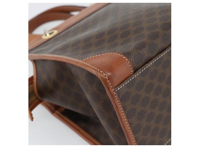 Céline CELINE Macadam Canvas Hand Bag PVC Leather Brown Gold - vista 16