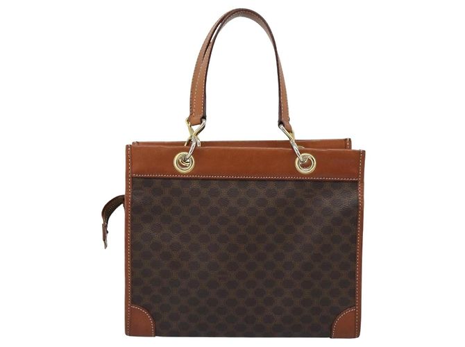 Céline CELINE Macadam Canvas Hand Bag PVC Leather Brown Gold - vista 2