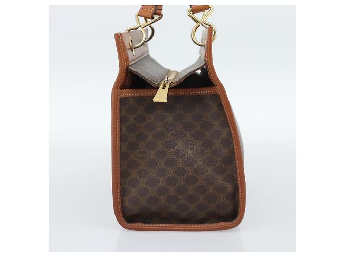 Céline CELINE Macadam Canvas Hand Bag PVC Leather Brown Gold - vista 3