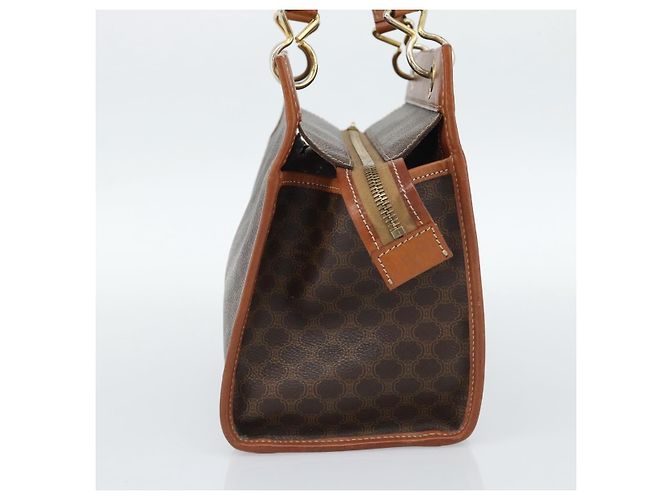 Céline CELINE Macadam Canvas Hand Bag PVC Leather Brown Gold - vista 4