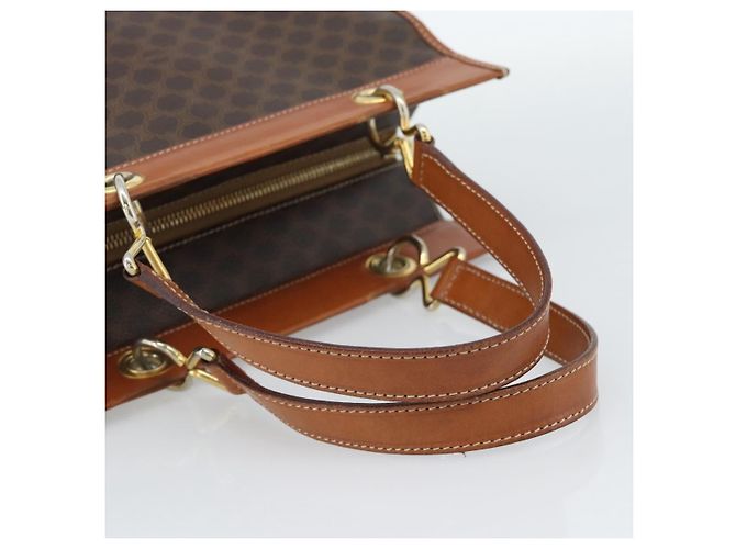 Céline CELINE Macadam Canvas Hand Bag PVC Leather Brown Gold - vista 7
