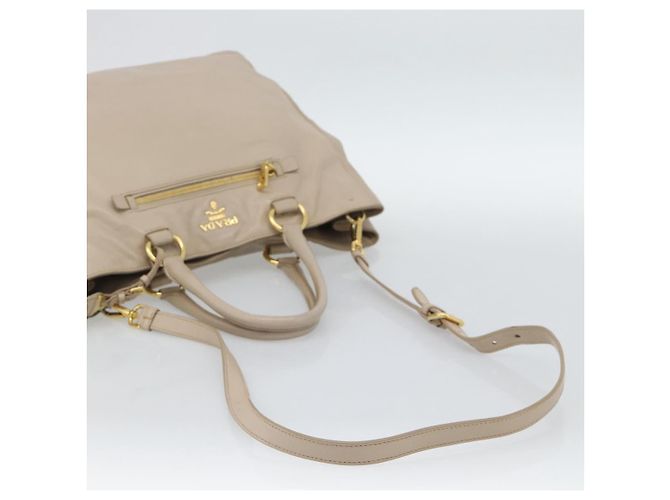 PRADA Hand Bag Leather 2way Beige Gold - vista 10